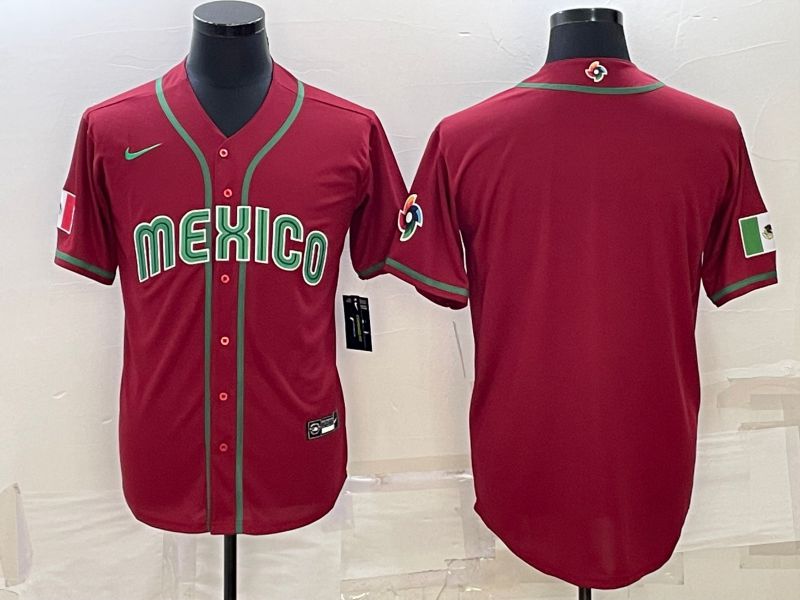 Men 2023 World Cub Mexico Blank Red Nike MLB Jersey5->more jerseys->MLB Jersey
